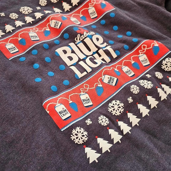 Vintage Retro Crewneck Labatt Blue Light Christmas Winter Holiday Xmas Sweater - Picture 2 of 5